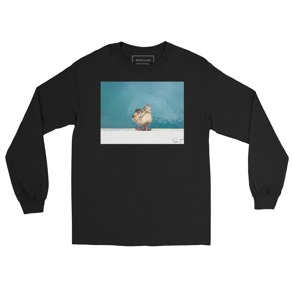 アヒル メンズ ロングスリーブシャツ Black