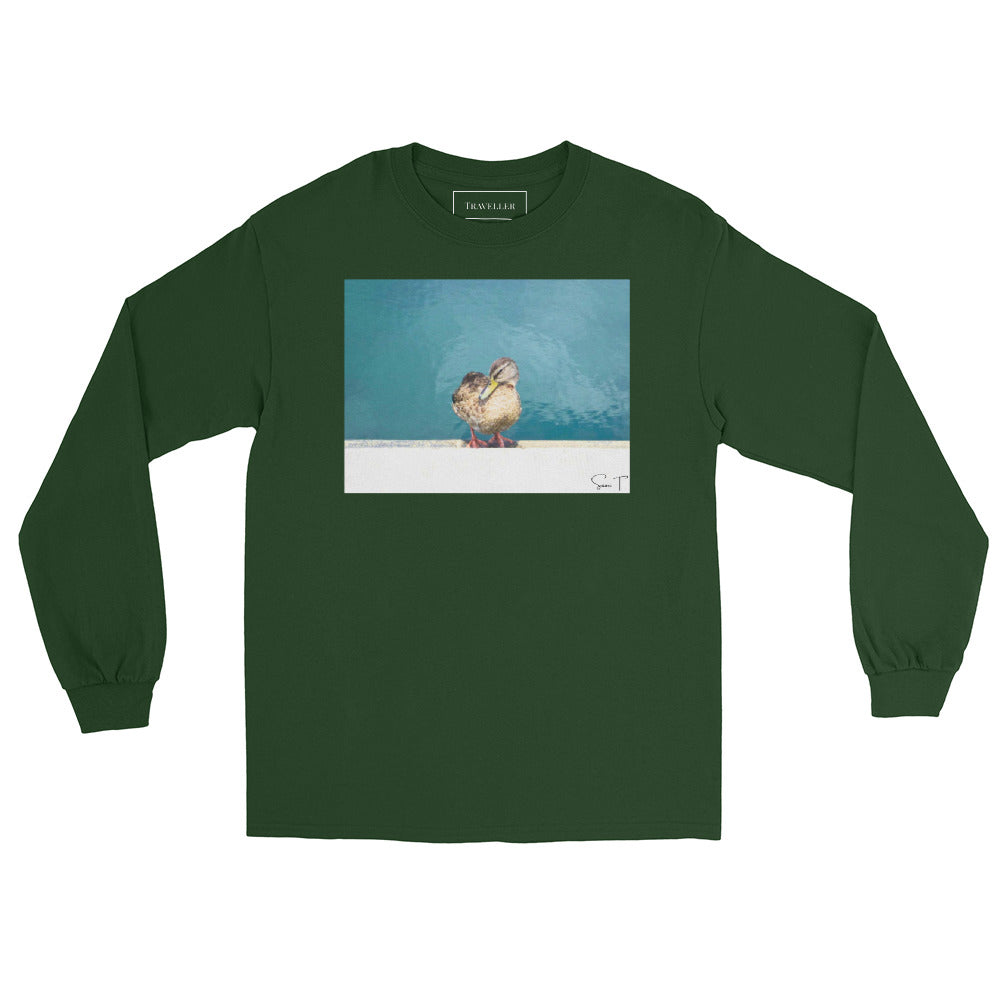 アヒル メンズ ロングスリーブシャツ Forest Green