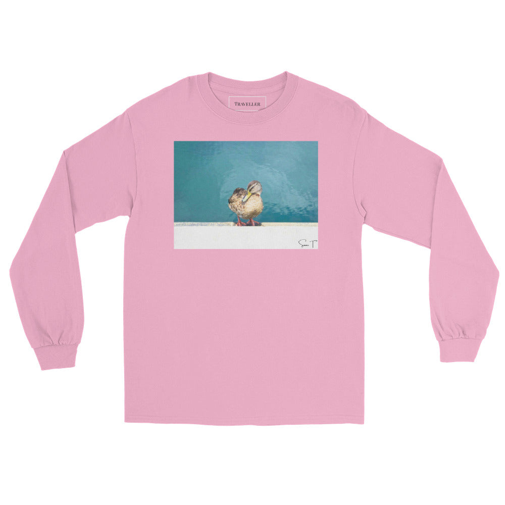 アヒル メンズ ロングスリーブシャツ Light Pink