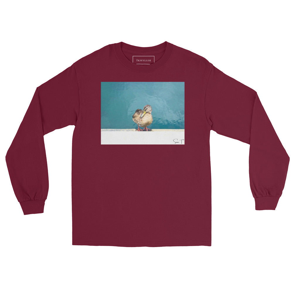 アヒル メンズ ロングスリーブシャツ Maroon