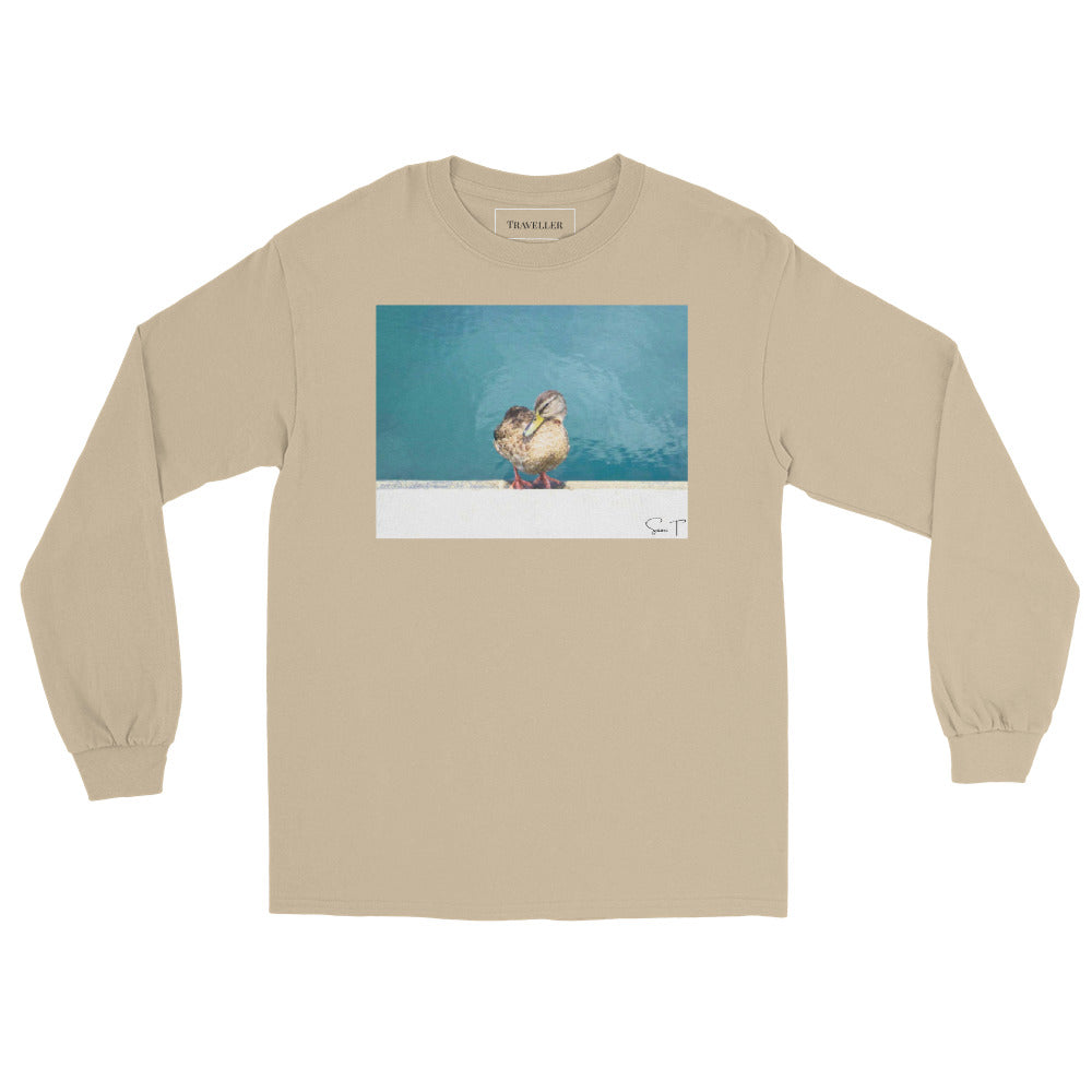 アヒル メンズ ロングスリーブシャツ Sand