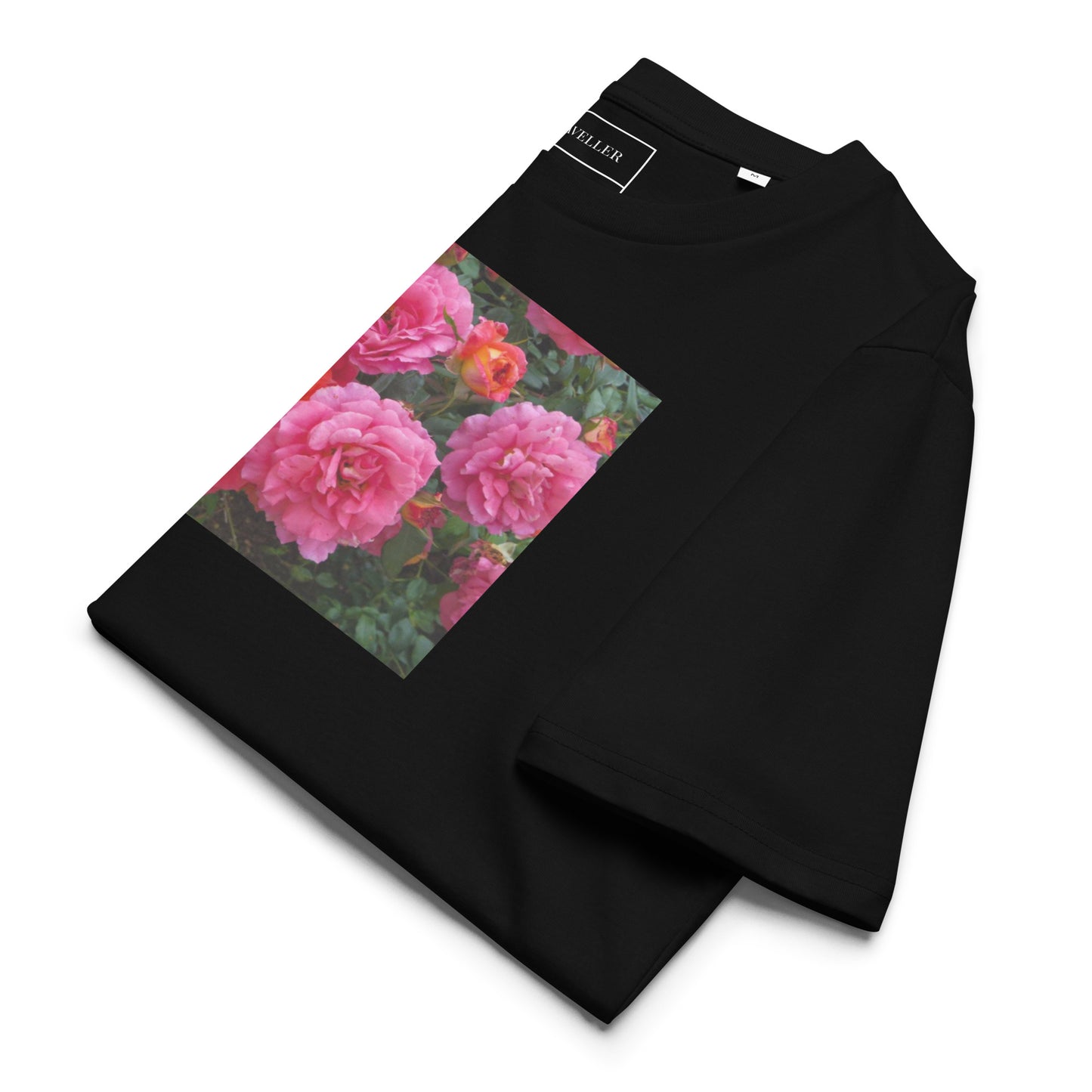 オーガニックコットン ピンクバラ ユニセックスTシャツ