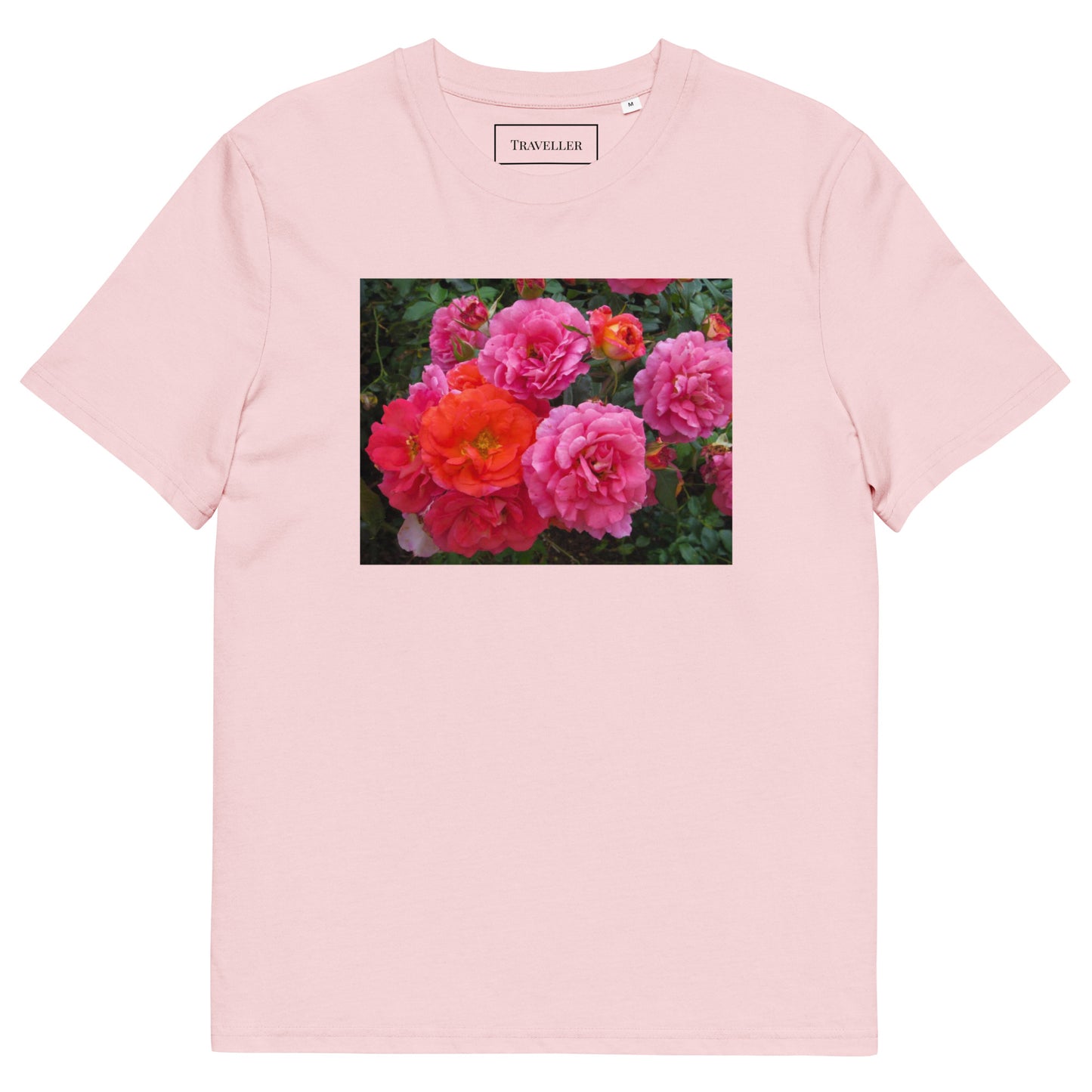 オーガニックコットン ピンクバラ ユニセックスTシャツ Cotton Pink