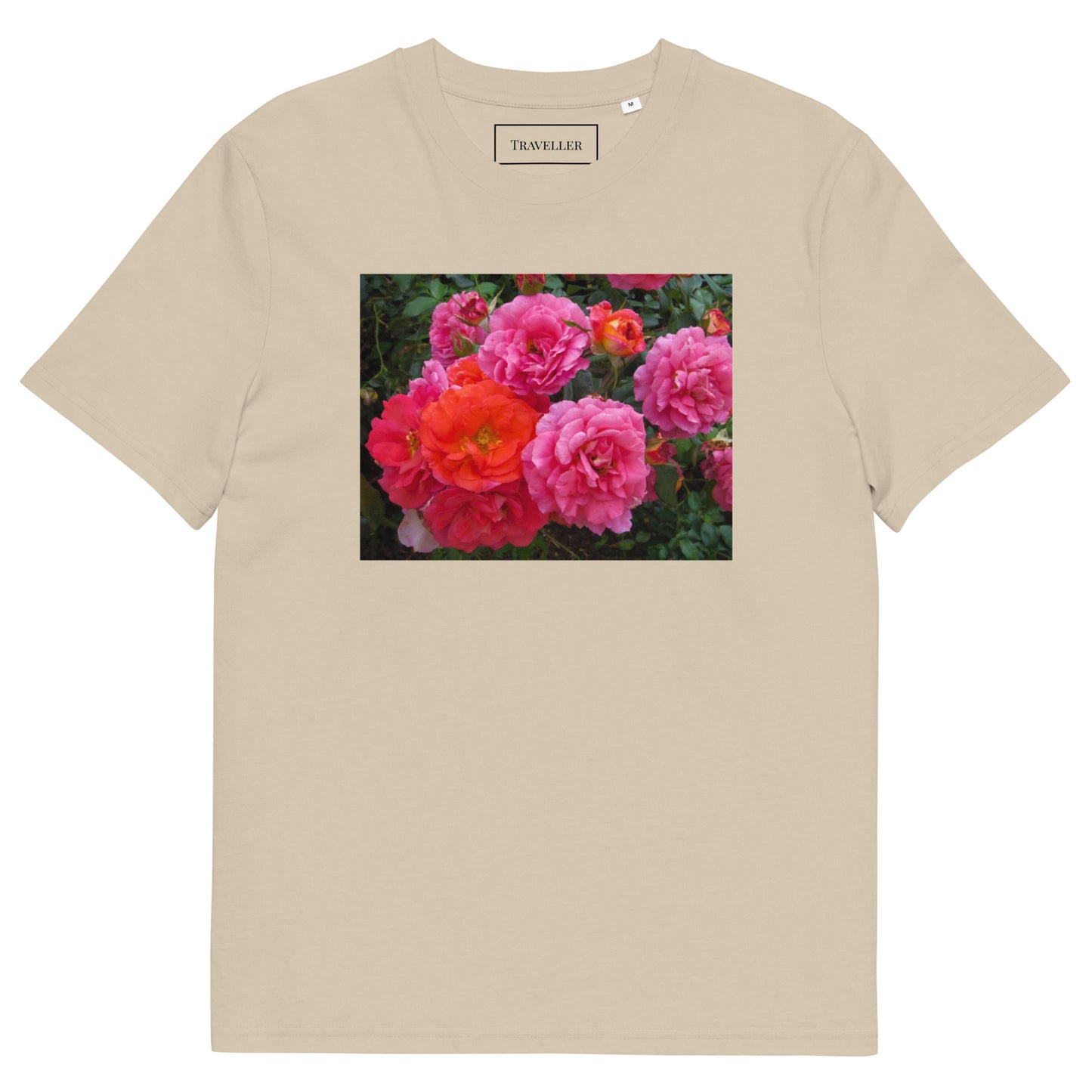 オーガニックコットン ピンクバラ ユニセックスTシャツ Desert Dust