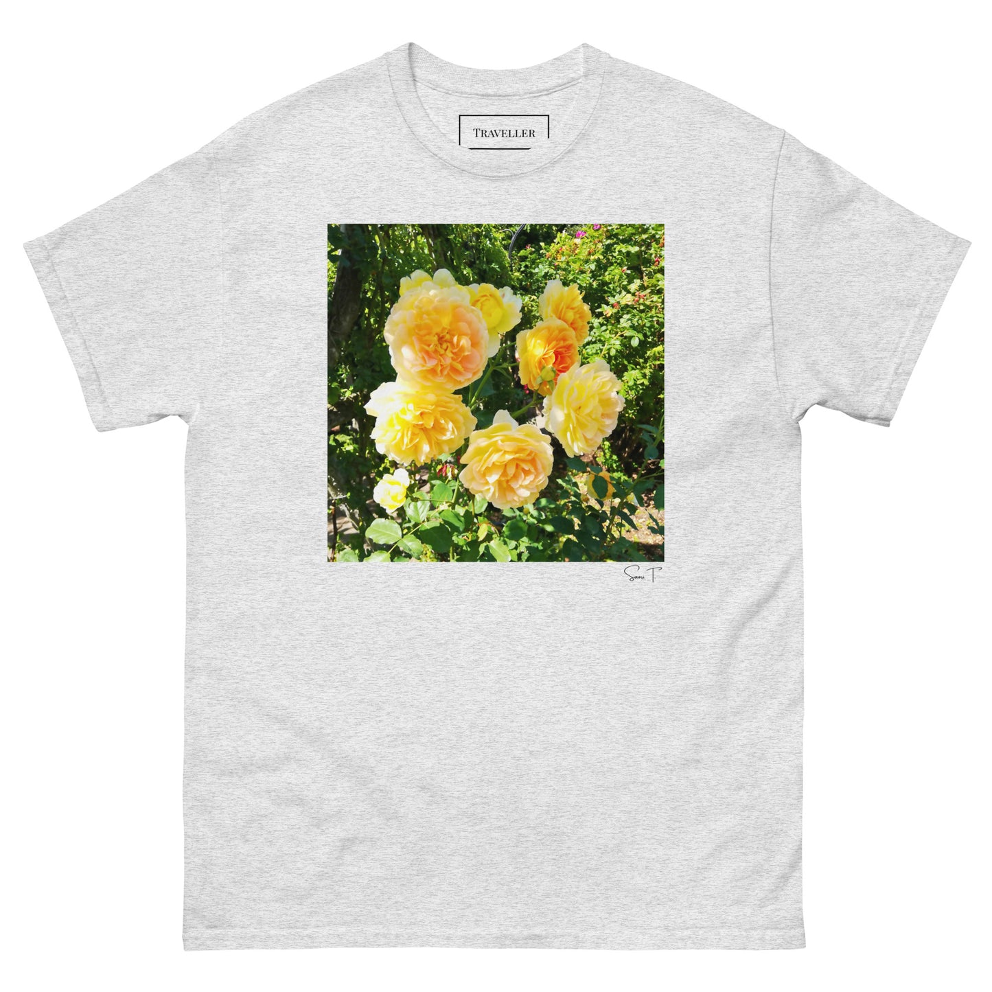 黄色バラTシャツ Ash