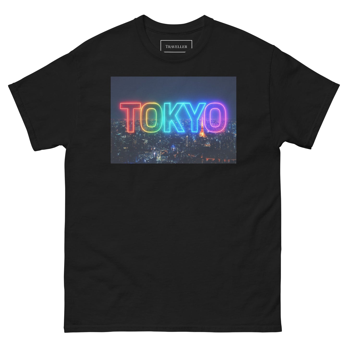 東京ロゴTシャツ 夜景デザイン ユニセックス Black 3XL