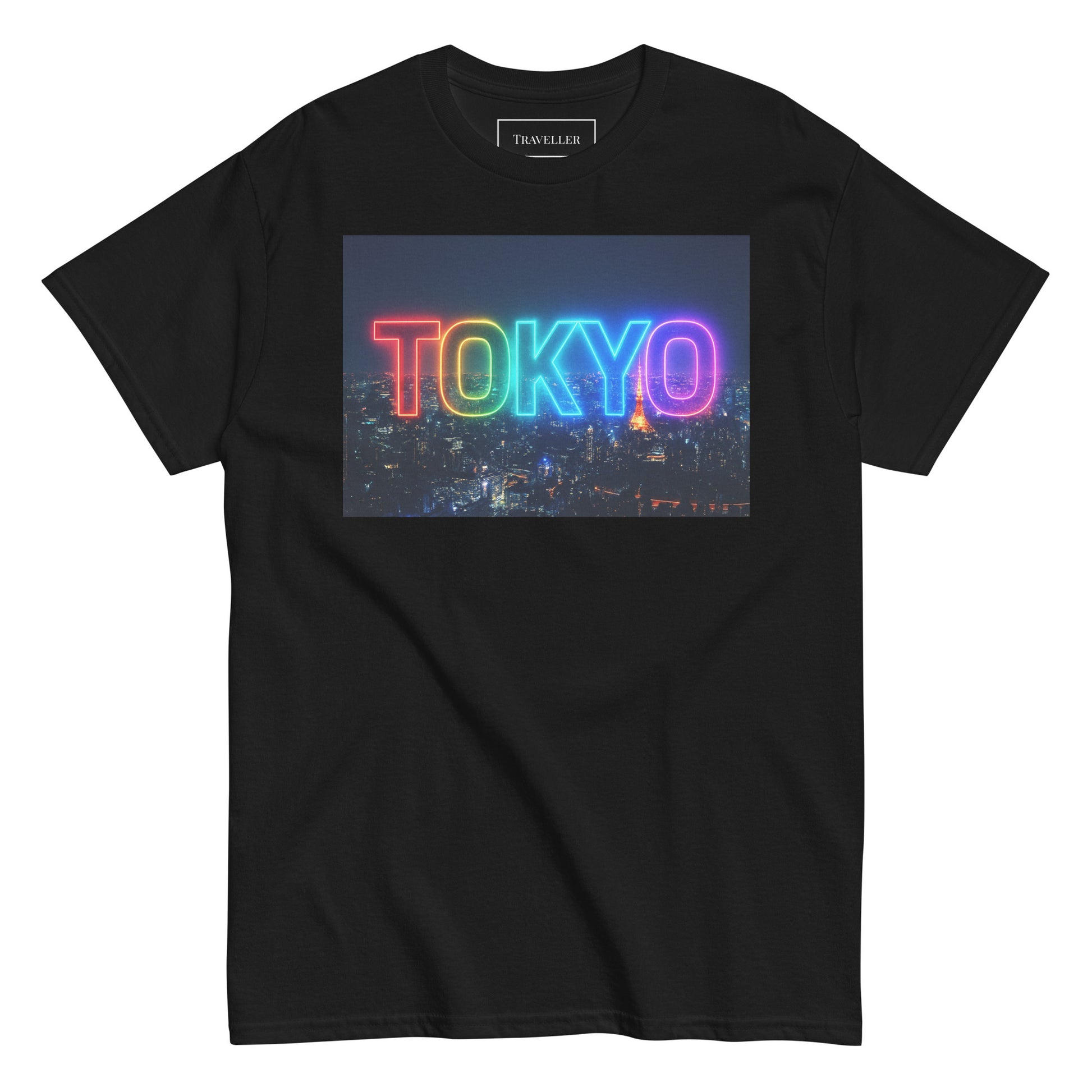 Tokyo-logo-T-shirt med natteudsigt, unisex, Tokyo-souvenir