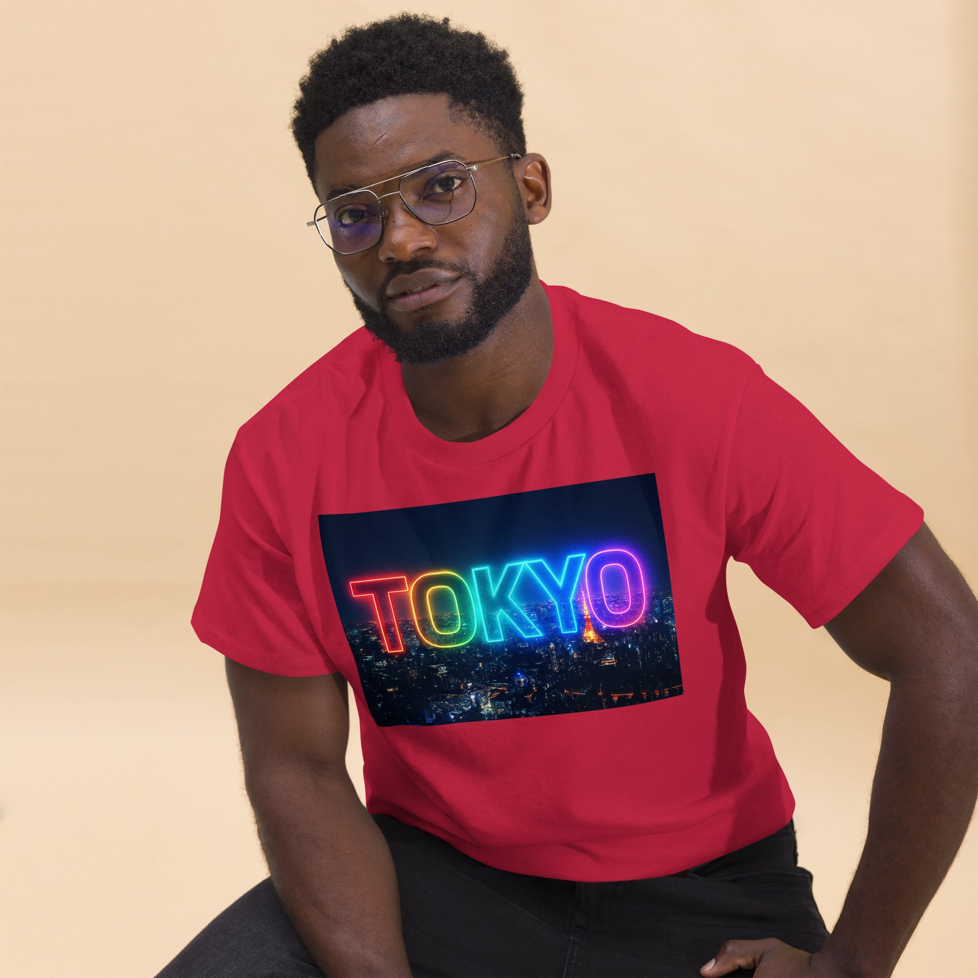 Tokyo-logo-T-shirt med natteudsigt, unisex, Tokyo-souvenir