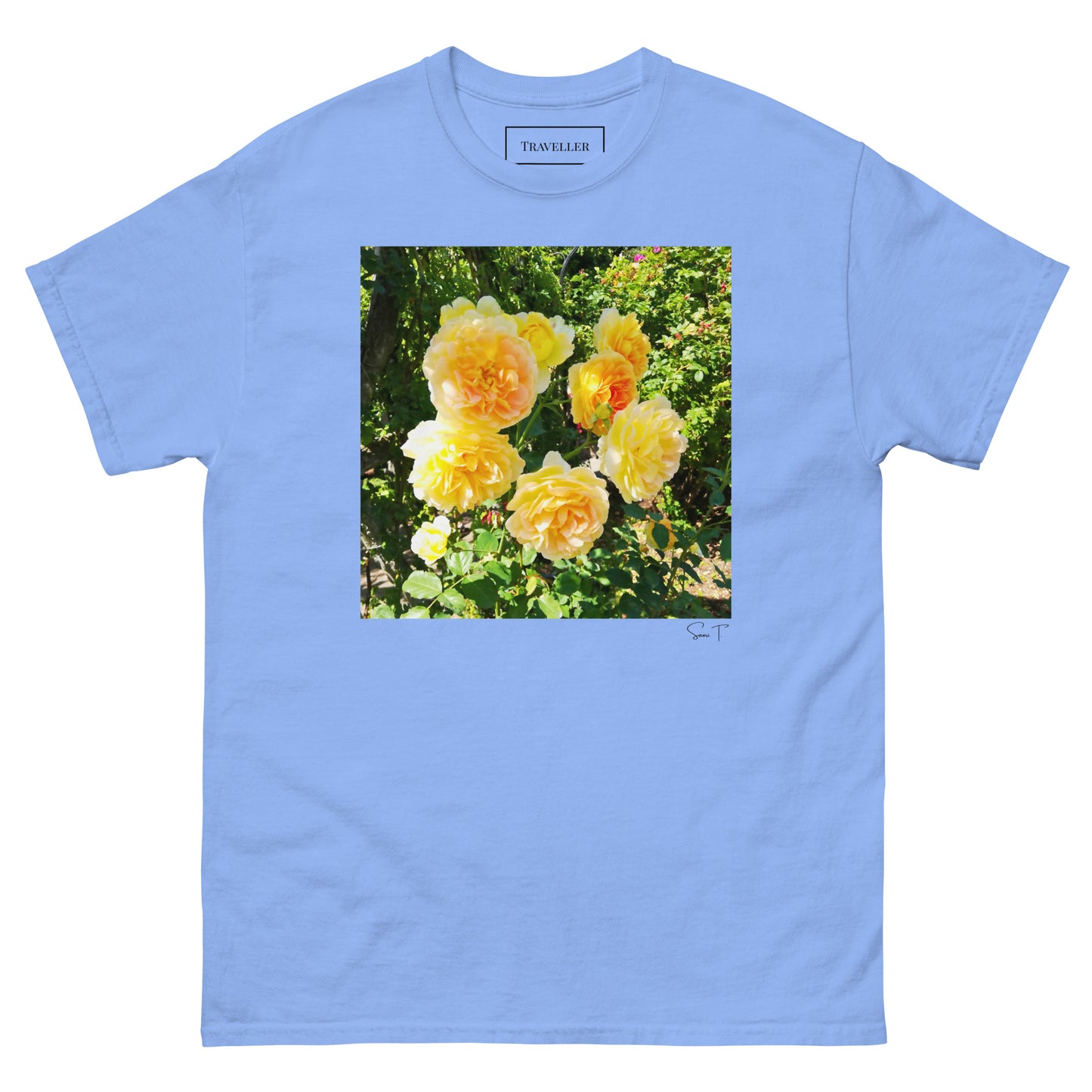 黄色バラTシャツ Carolina Blue