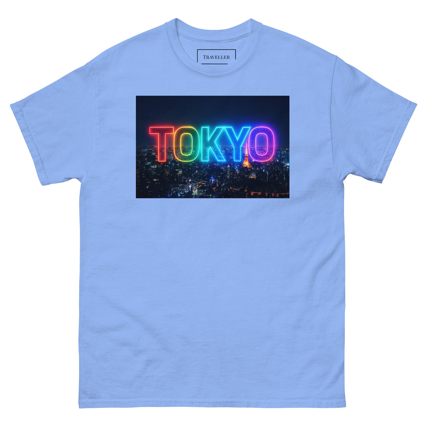 東京ロゴTシャツ 夜景デザイン ユニセックス Carolina Blue