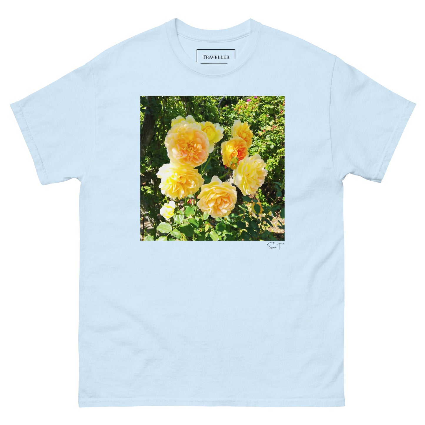 黄色バラTシャツ Light Blue