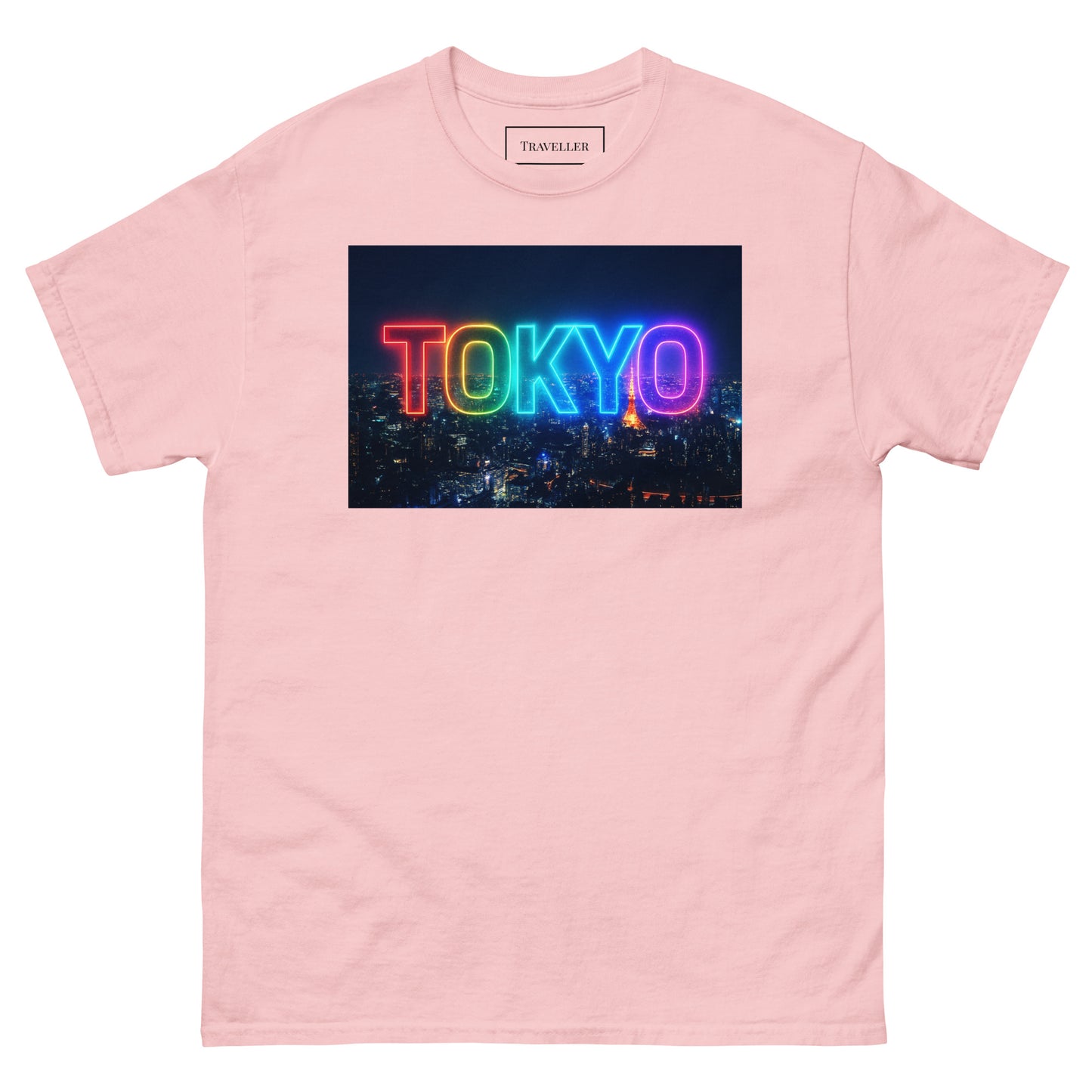 東京ロゴTシャツ 夜景デザイン ユニセックス Light Pink