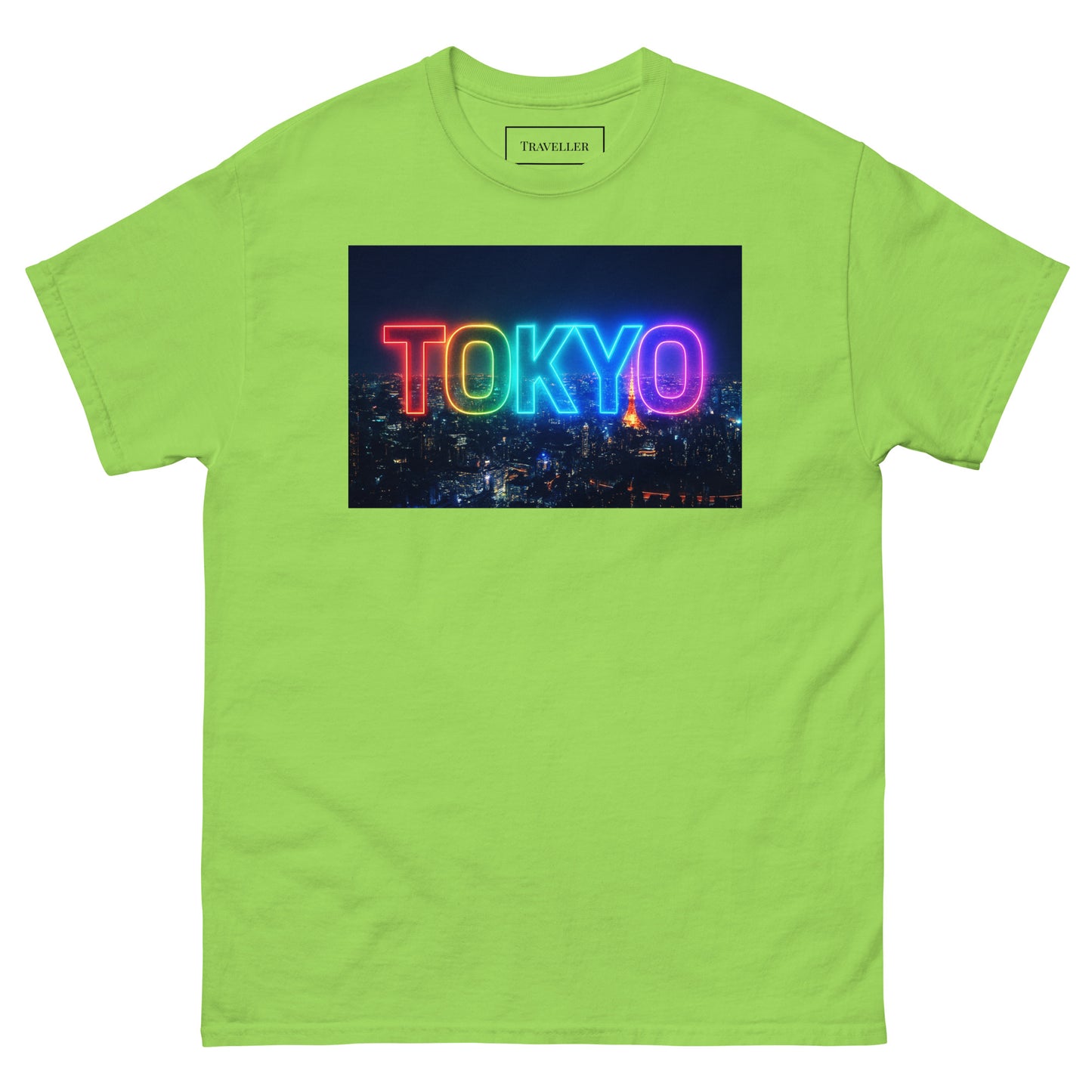 東京ロゴTシャツ 夜景デザイン ユニセックス Lime