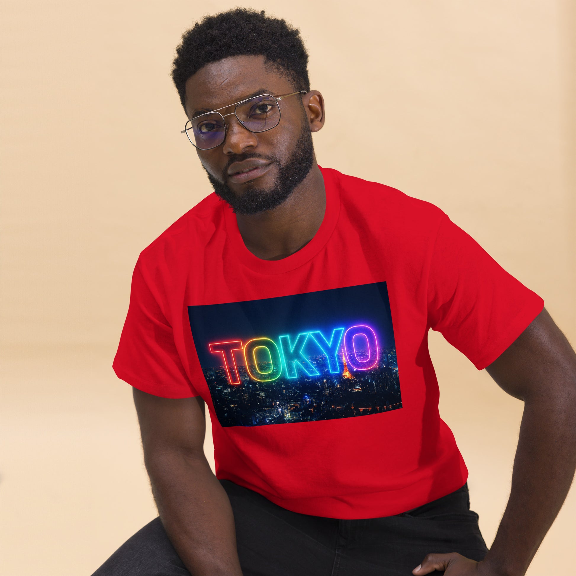 Tokyo-logo-T-shirt med natteudsigt, unisex, Tokyo-souvenir