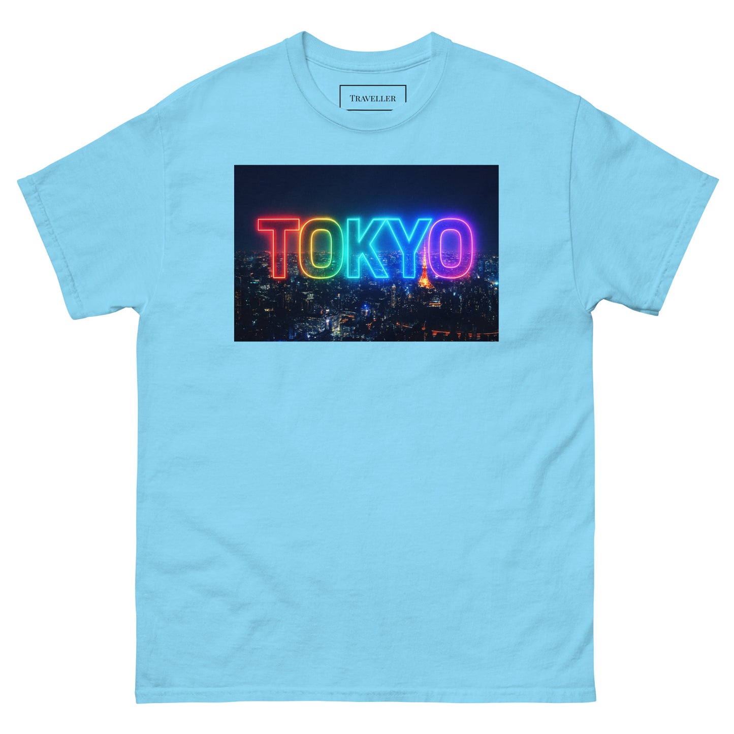 東京ロゴTシャツ 夜景デザイン ユニセックス Sky