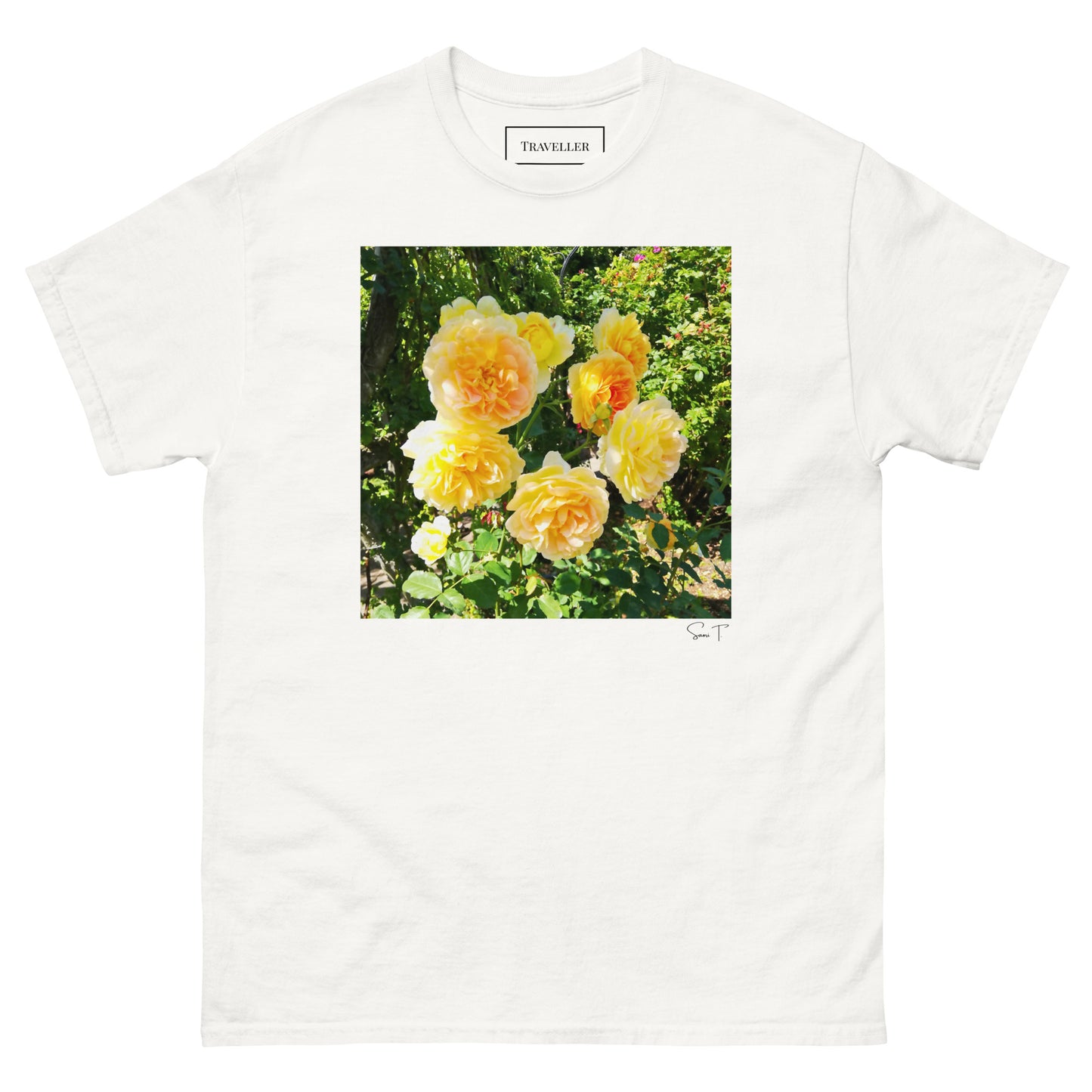 黄色バラTシャツ White