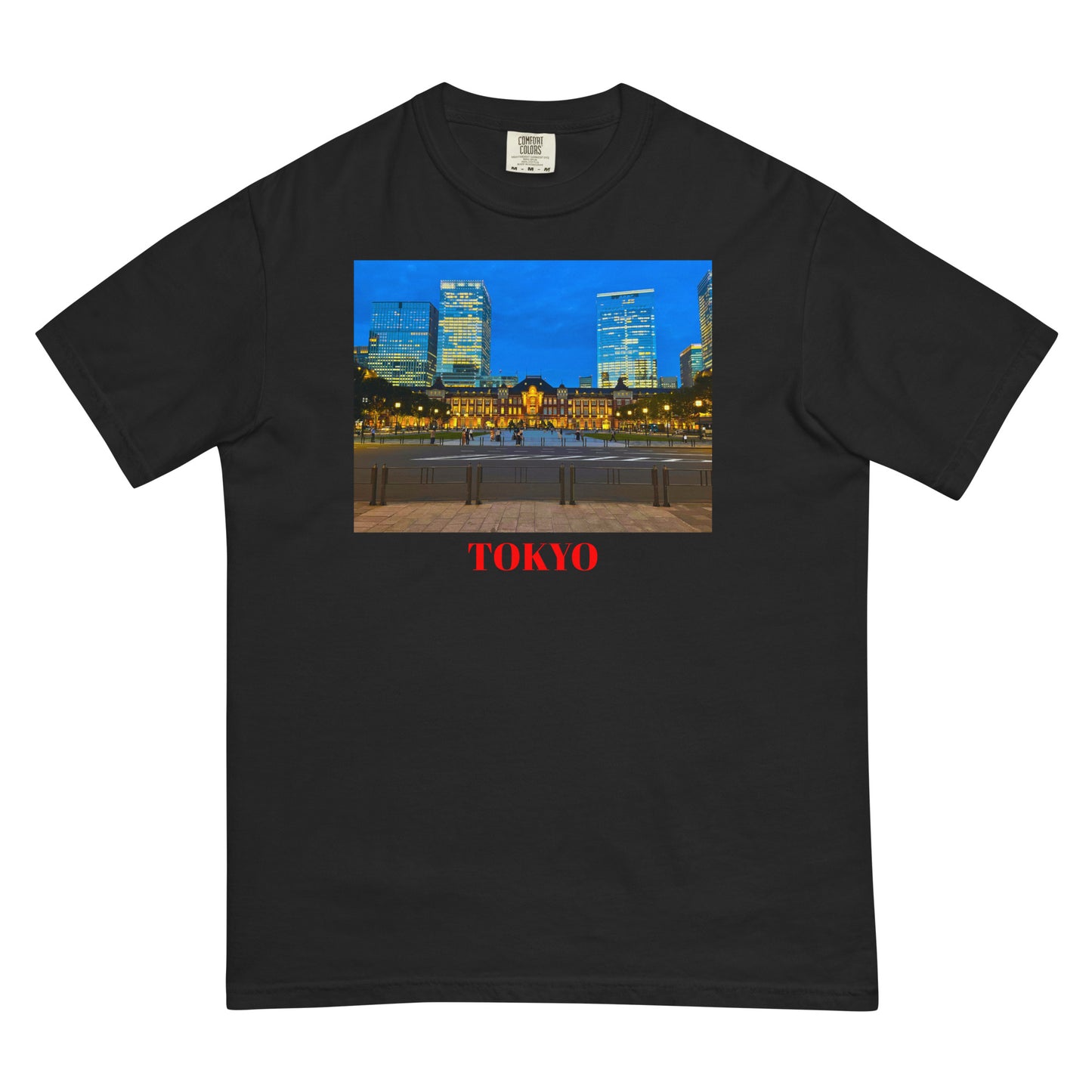 東京駅ヘビーウェイトTシャツ ユニセックス ガーメントダイ加工 Black