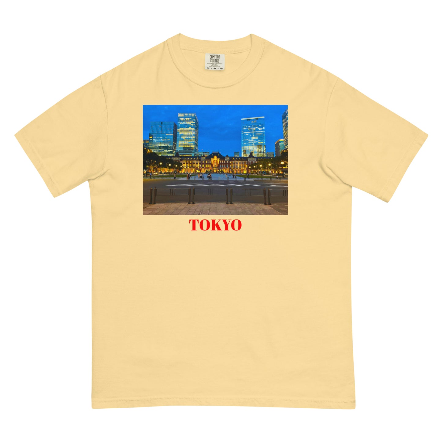東京駅ヘビーウェイトTシャツ ユニセックス ガーメントダイ加工 Butter