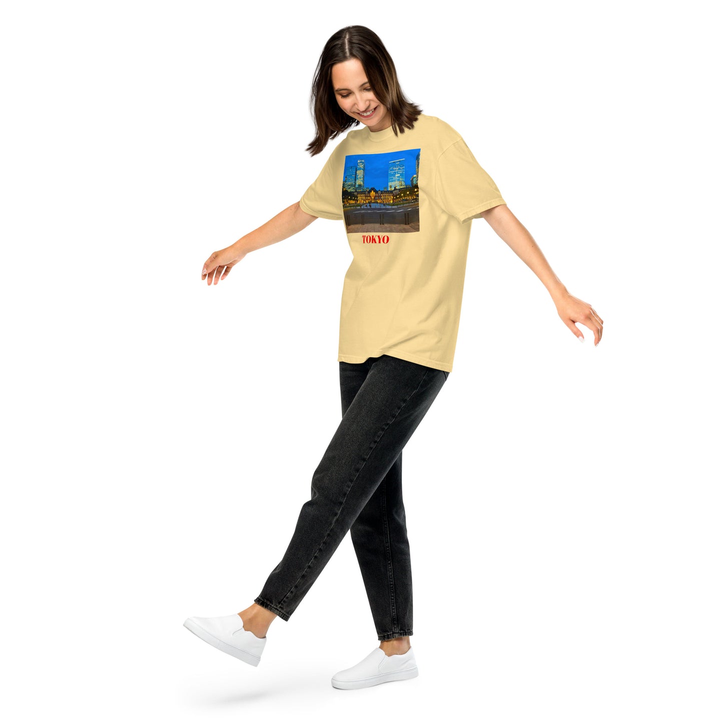 東京駅ヘビーウェイトTシャツ ユニセックス ガーメントダイ加工