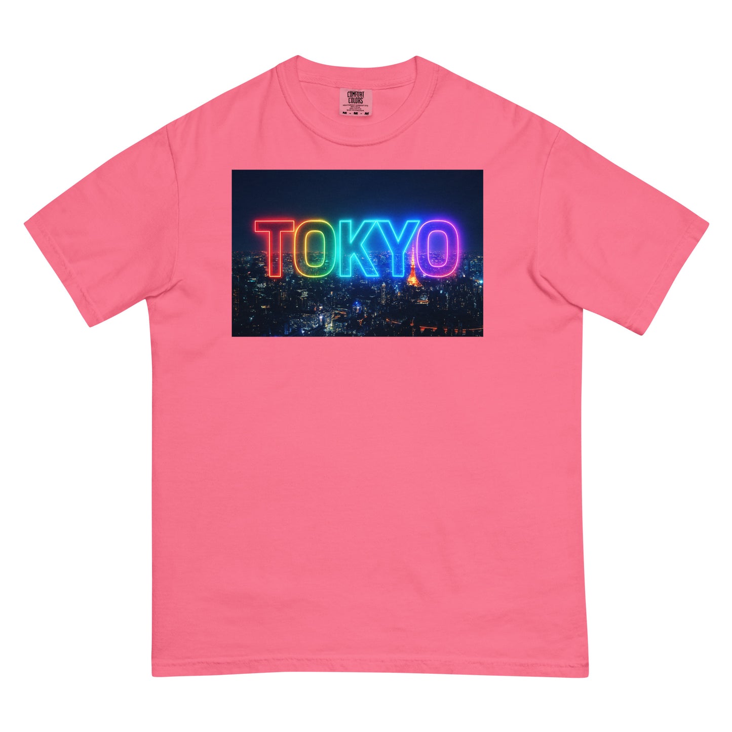 東京Tシャツ 夜景デザイン - ガーメントダイ加工 ヘビーウェイト Crunchberry