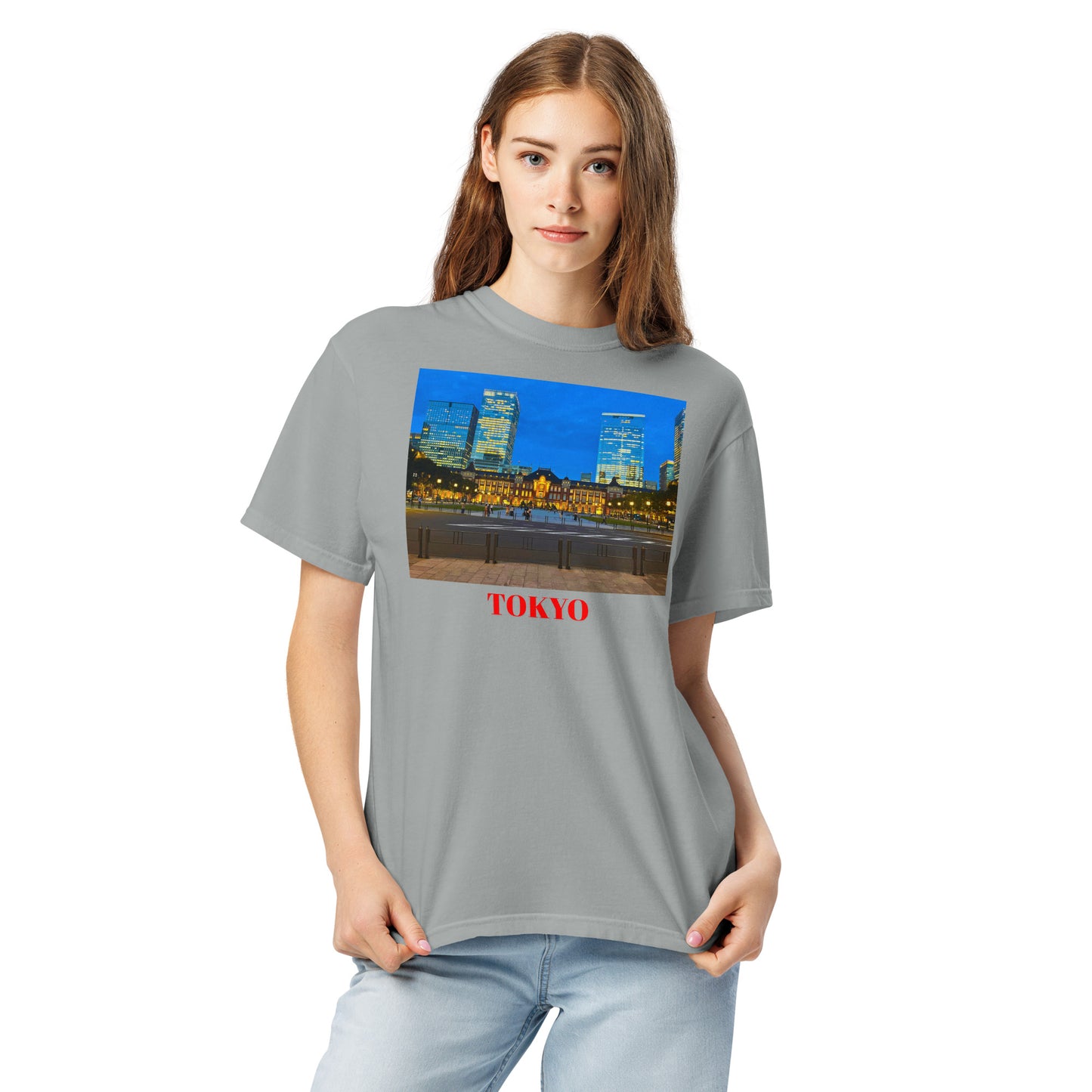東京駅ヘビーウェイトTシャツ ユニセックス ガーメントダイ加工