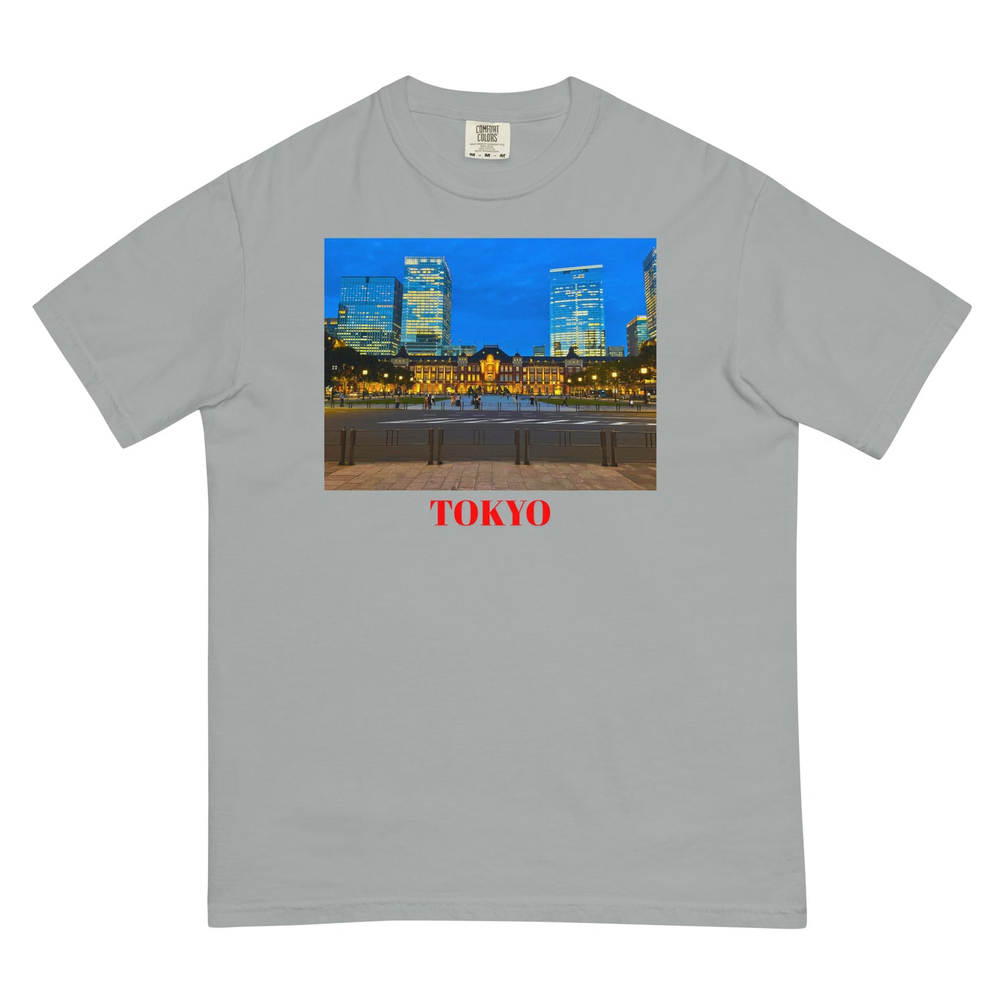 東京駅ヘビーウェイトTシャツ ユニセックス ガーメントダイ加工 Granite