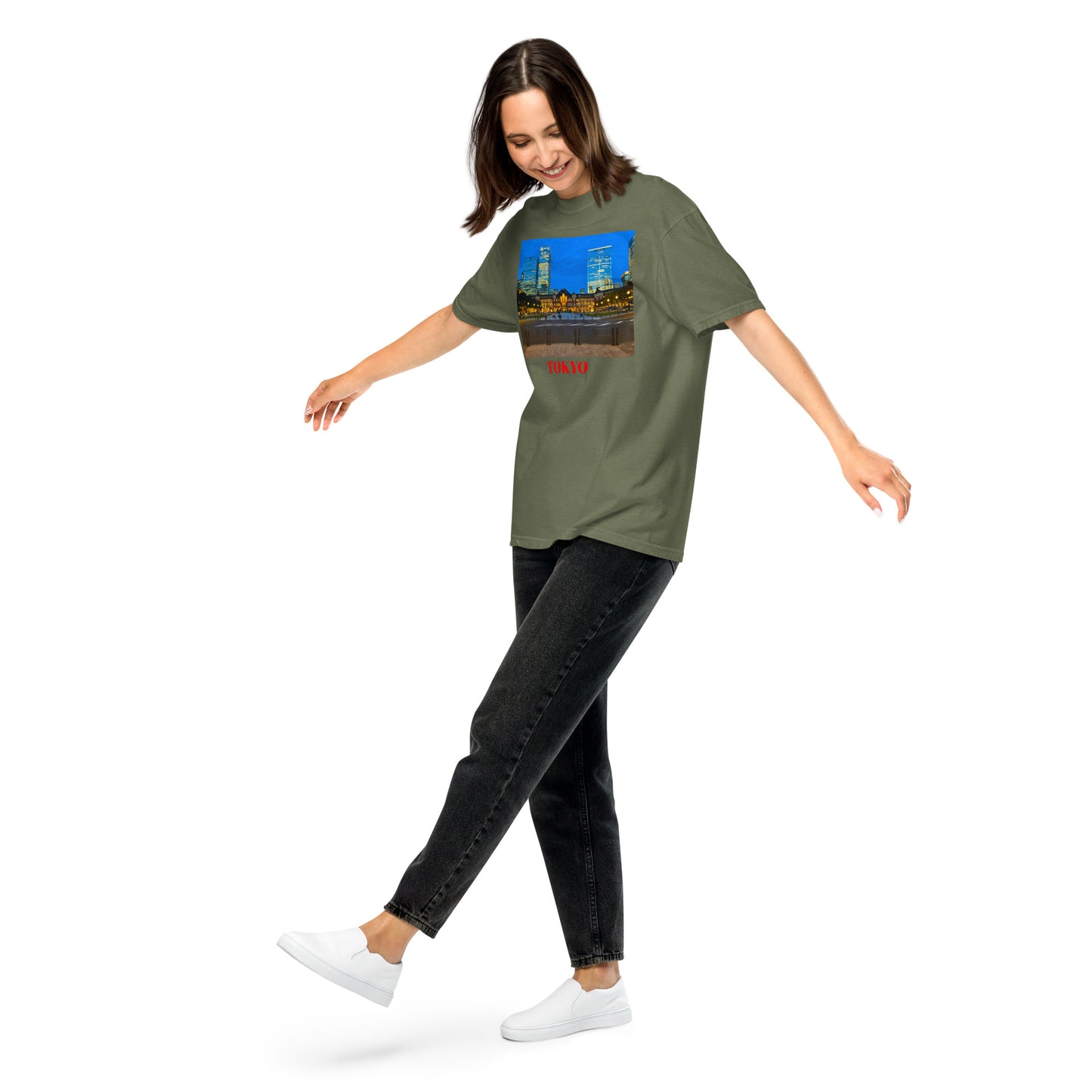 東京駅ヘビーウェイトTシャツ ユニセックス ガーメントダイ加工