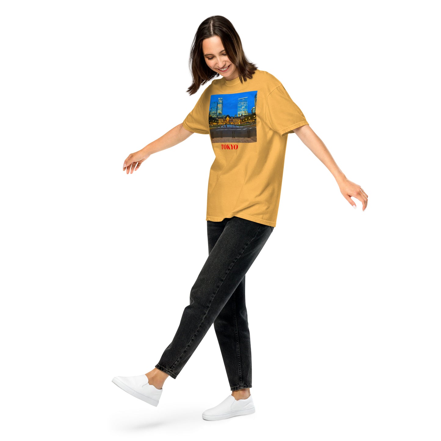 東京駅ヘビーウェイトTシャツ ユニセックス ガーメントダイ加工