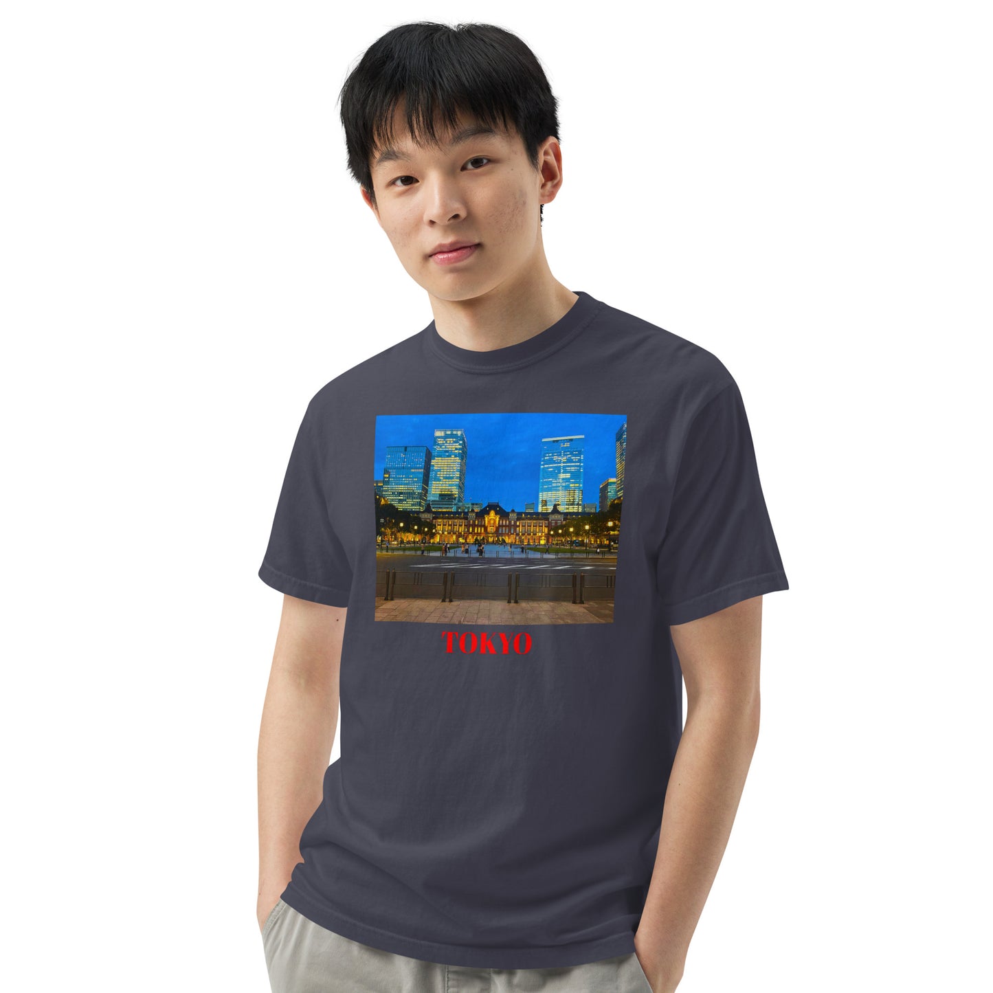 東京駅ヘビーウェイトTシャツ ユニセックス ガーメントダイ加工