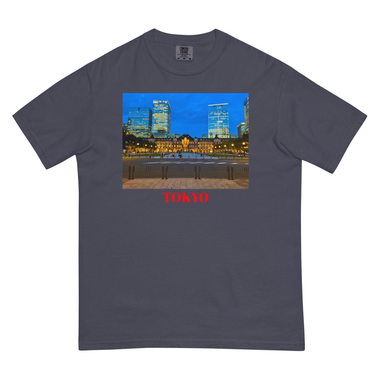 東京駅ヘビーウェイトTシャツ ユニセックス ガーメントダイ加工 Navy
