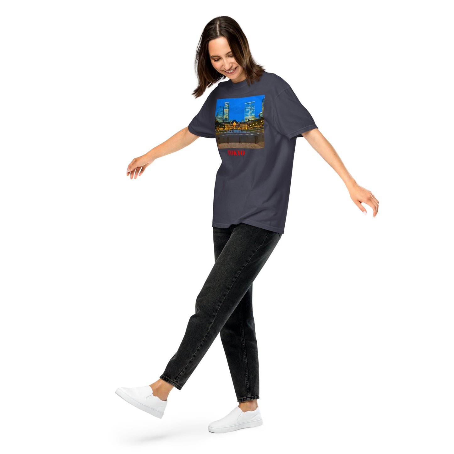 東京駅ヘビーウェイトTシャツ ユニセックス ガーメントダイ加工