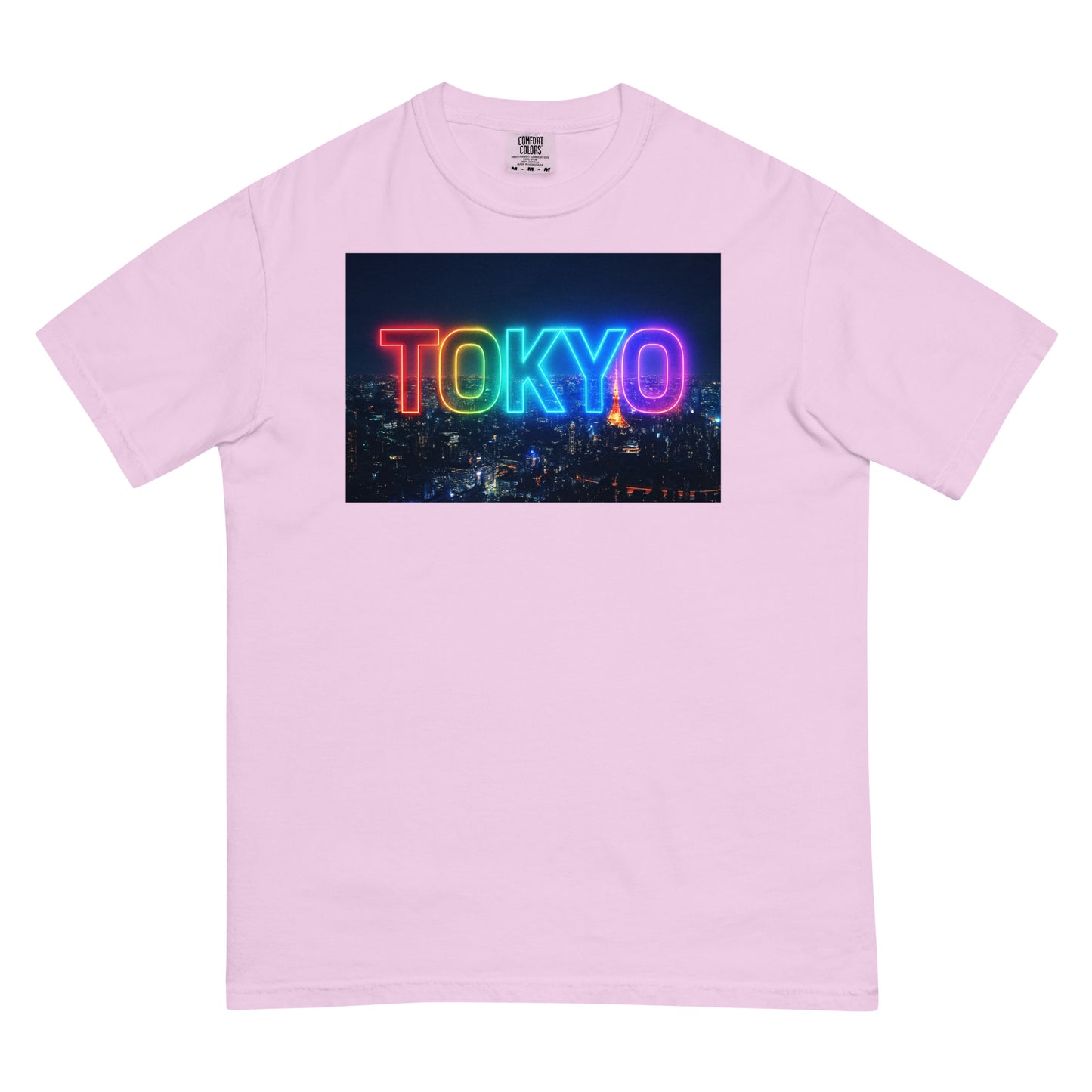 東京Tシャツ 夜景デザイン - ガーメントダイ加工 ヘビーウェイト Orchid