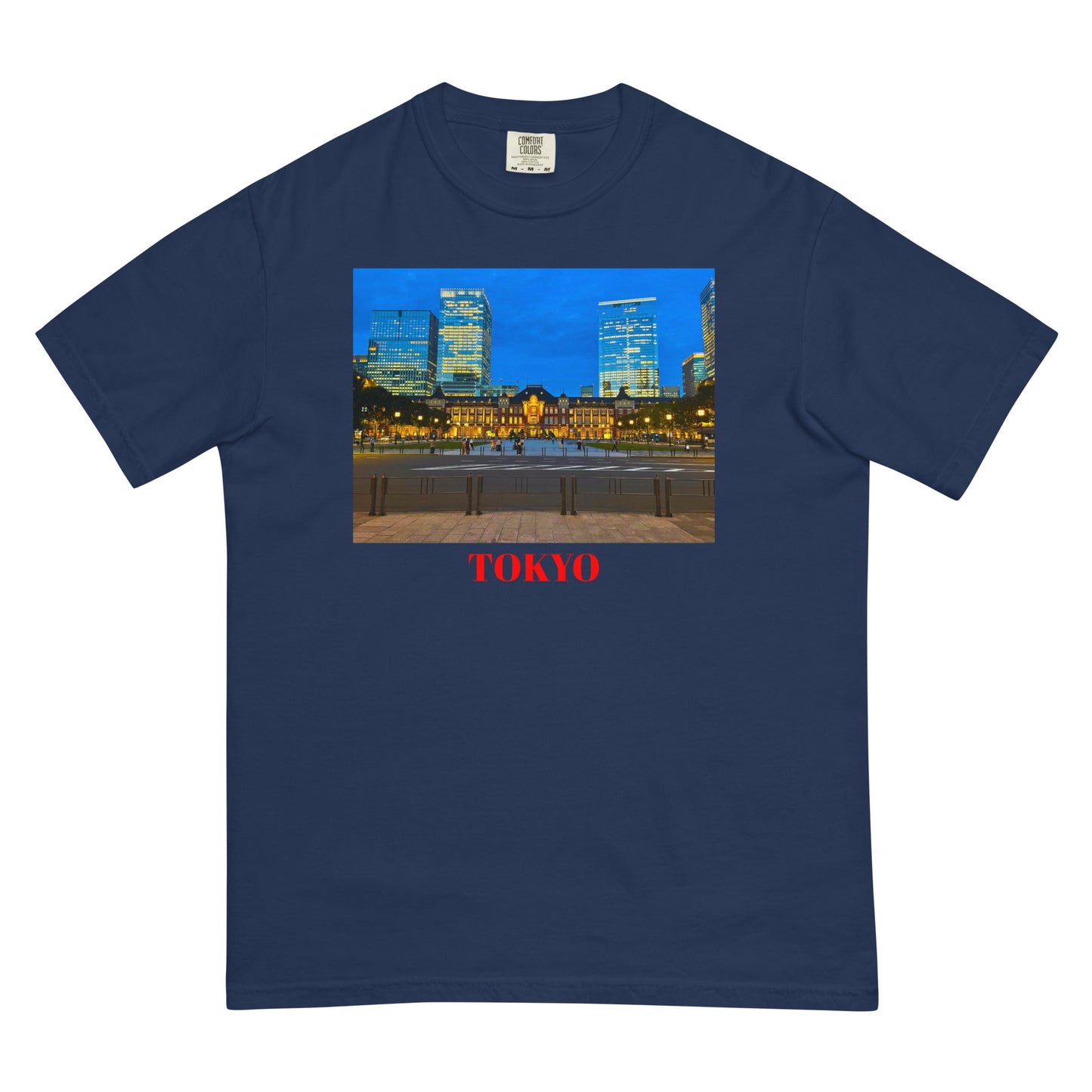 東京駅ヘビーウェイトTシャツ ユニセックス ガーメントダイ加工 True Navy