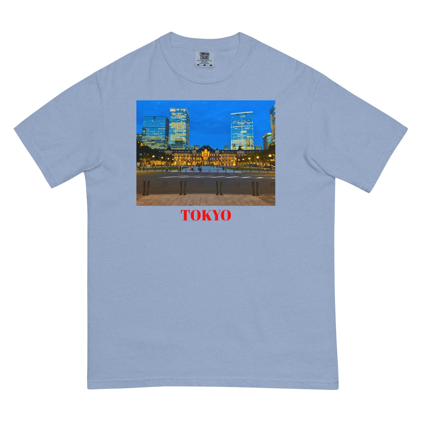 東京駅ヘビーウェイトTシャツ ユニセックス ガーメントダイ加工 Washed Denim