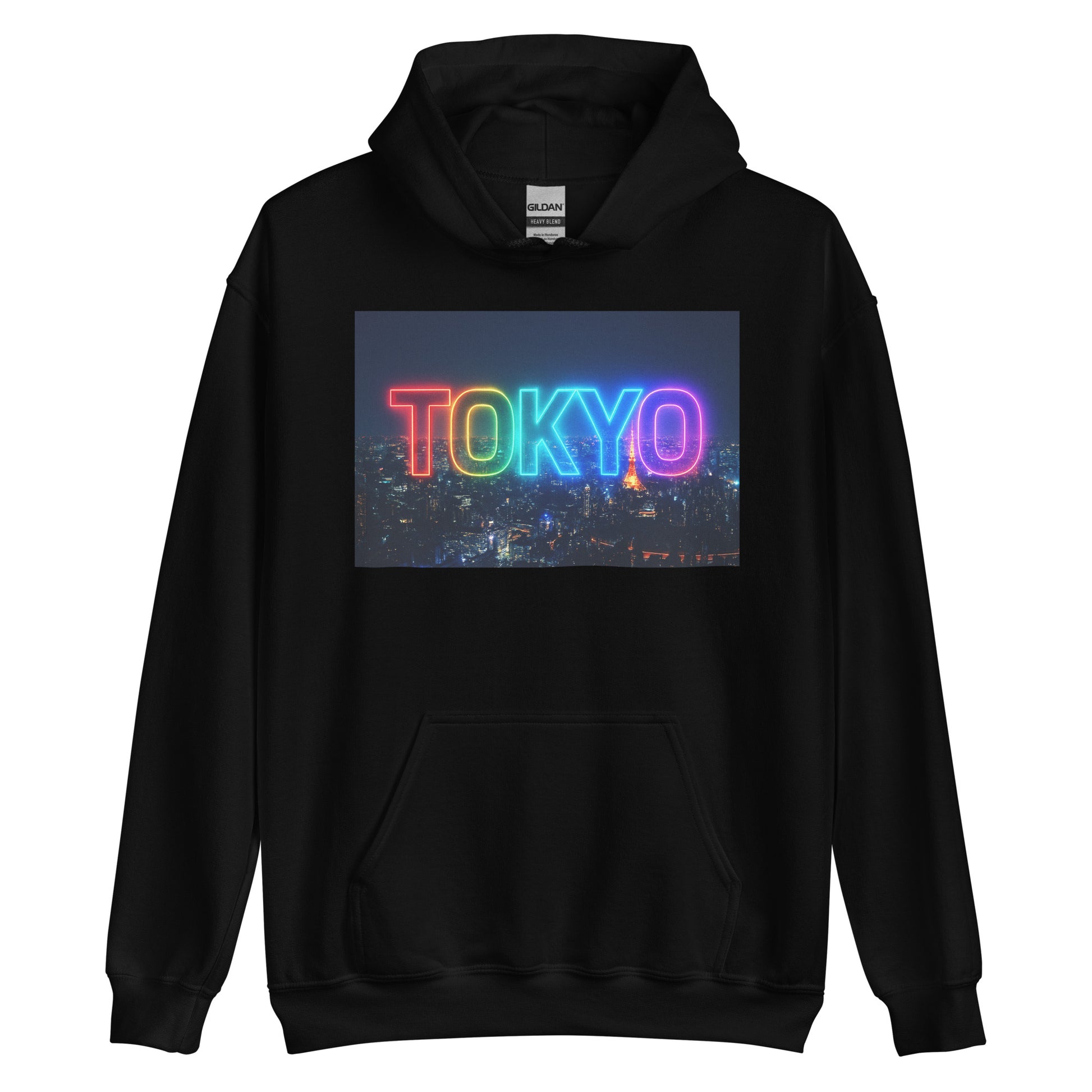 Tokyo Logo Hættetrøje med Natudsigt Design, Unisex, Tokyo Souvenir, Sort