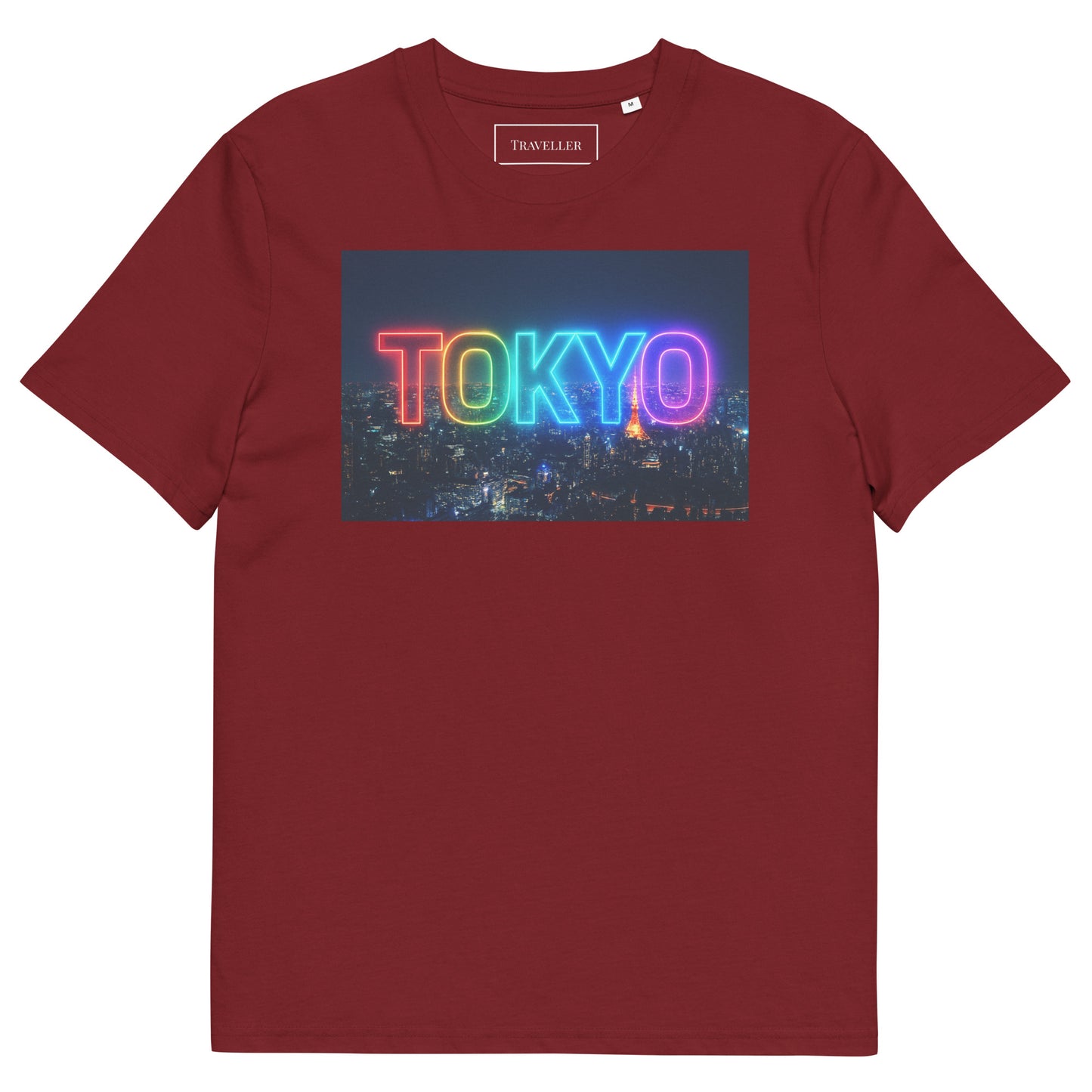 オーガニックコットン 東京ロゴTシャツ 夜景デザイン Burgundy