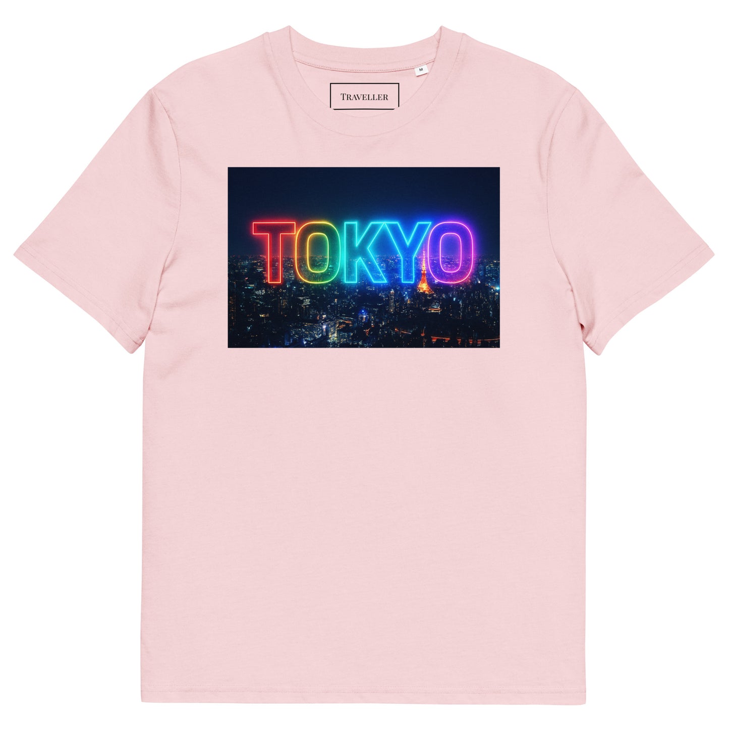 オーガニックコットン 東京ロゴTシャツ 夜景デザイン Cotton Pink