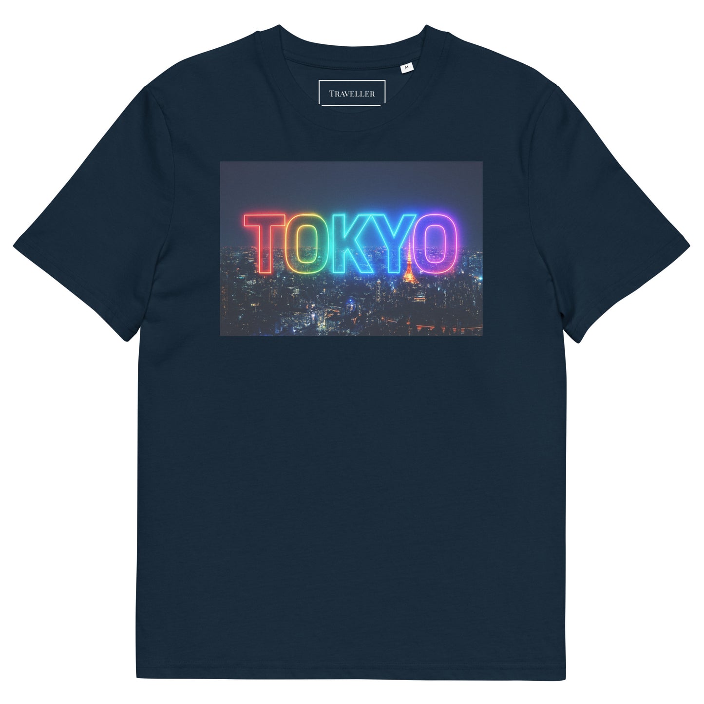 オーガニックコットン 東京ロゴTシャツ 夜景デザイン French Navy