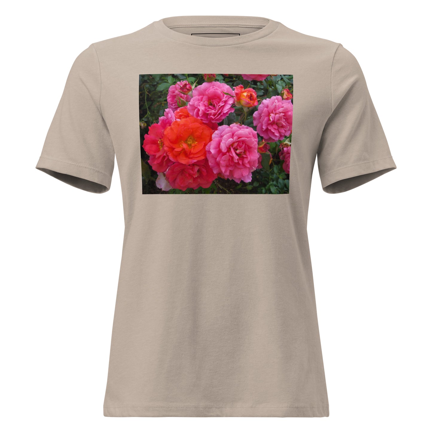 ピンクバラ レディースリラックスTシャツ