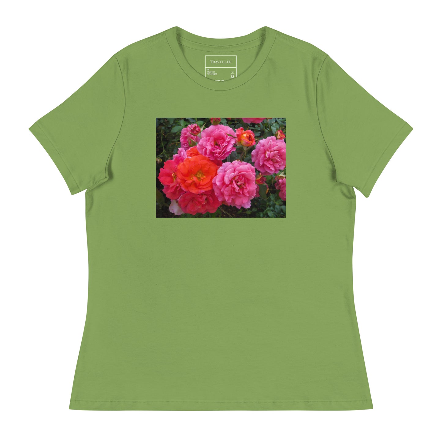 ピンクバラ レディースリラックスTシャツ Leaf