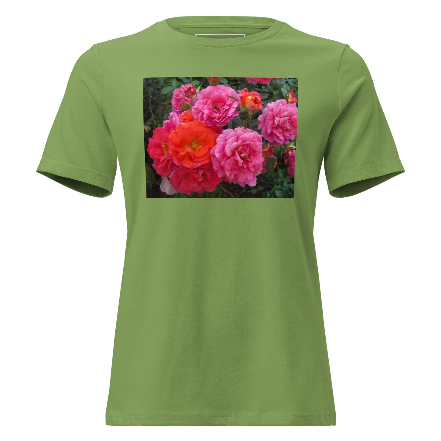 ピンクバラ レディースリラックスTシャツ