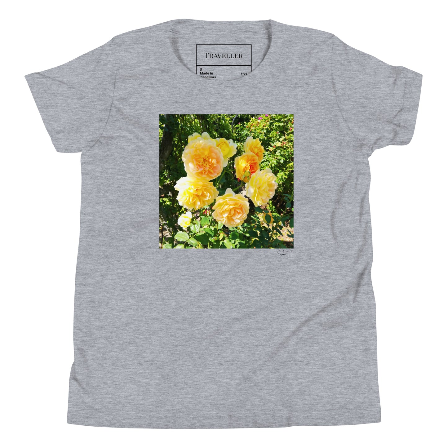 黄色バラ ユースTシャツ Athletic Heather