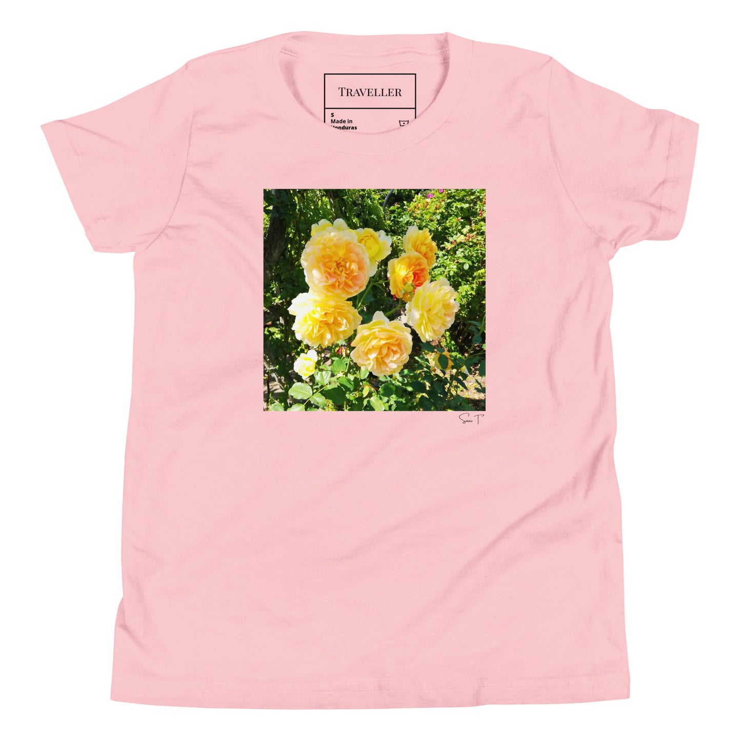 黄色バラ ユースTシャツ Pink