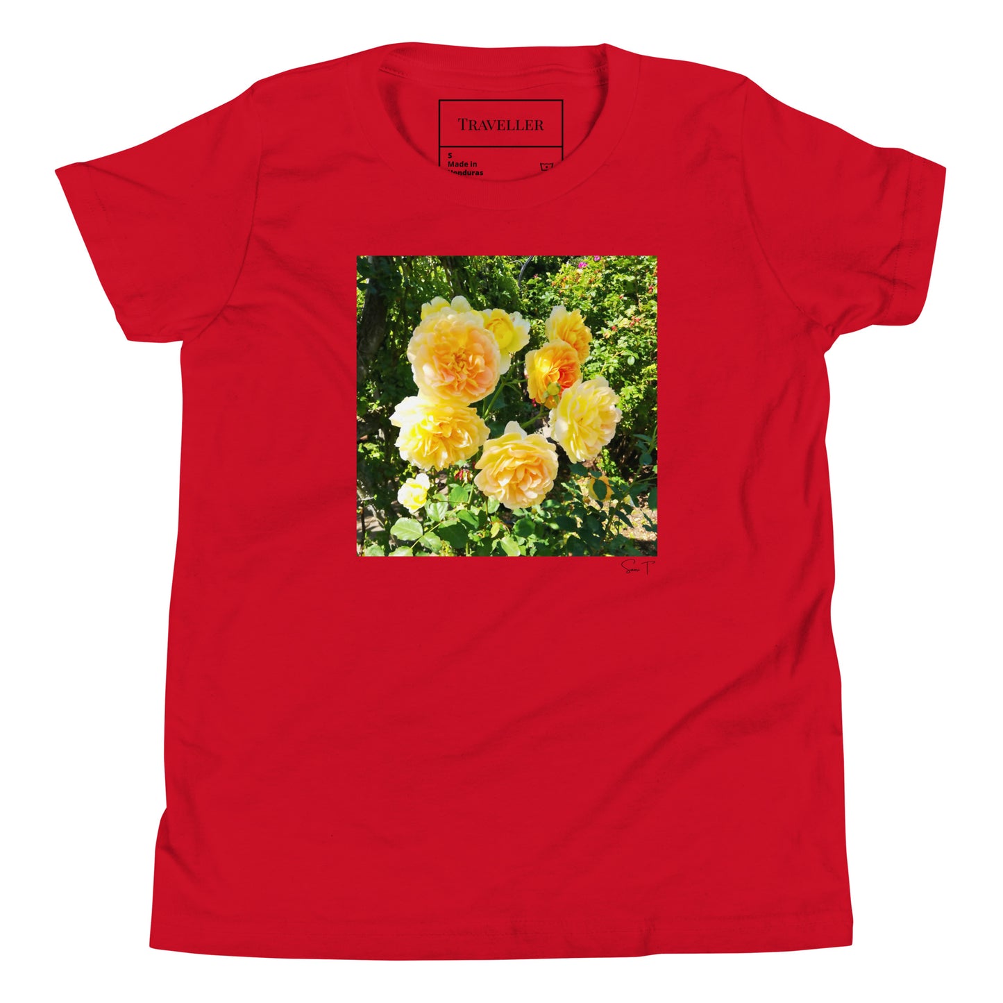 黄色バラ ユースTシャツ Red