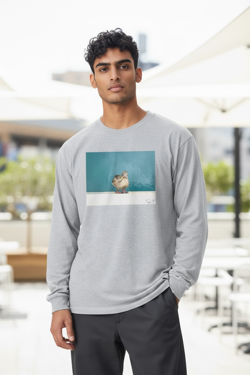 アヒル メンズ ロングスリーブシャツ