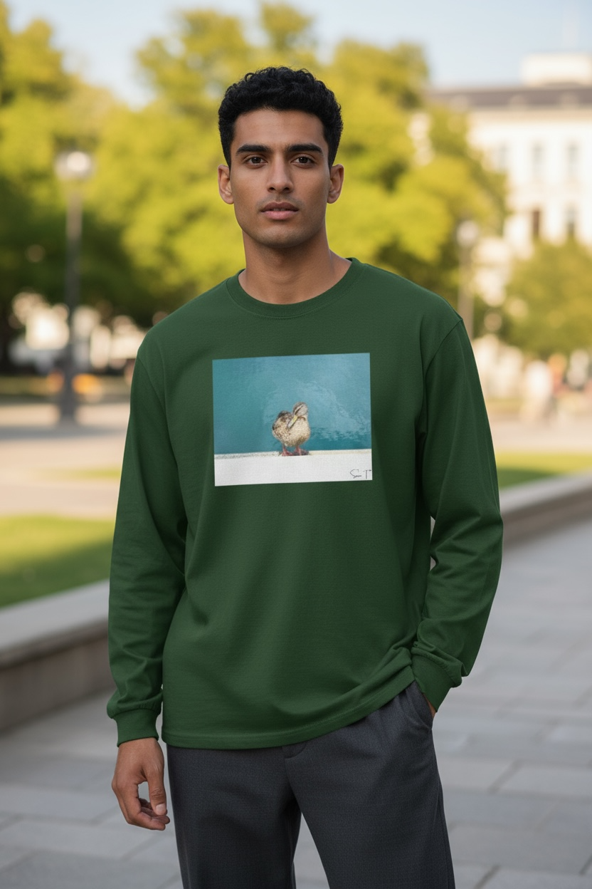 アヒル メンズ ロングスリーブシャツ