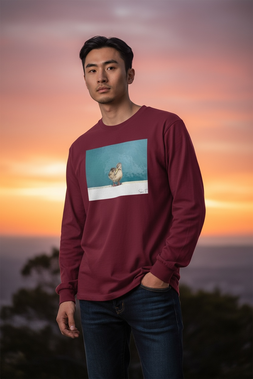 アヒル メンズ ロングスリーブシャツ