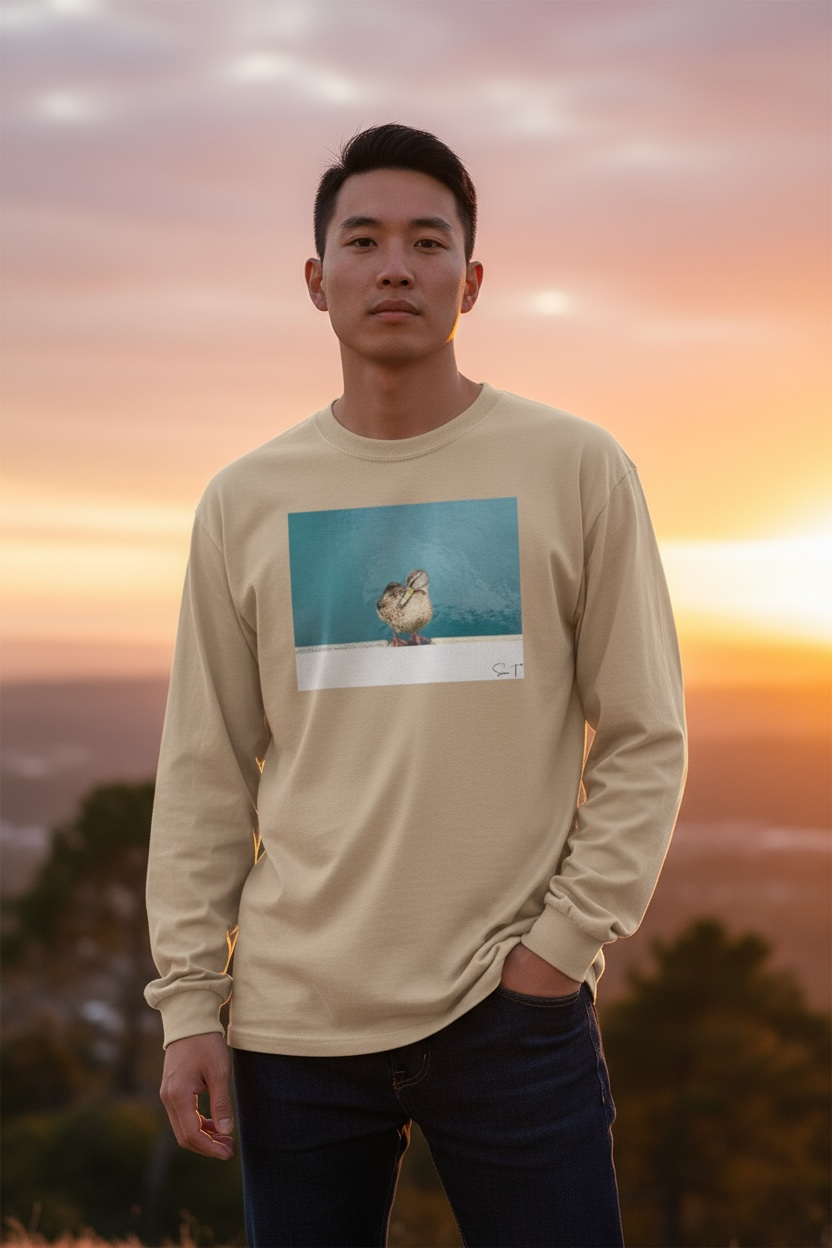 アヒル メンズ ロングスリーブシャツ