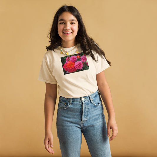 ピンクのバラ ユースTシャツ XL