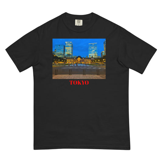 東京駅ヘビーウェイトTシャツ ユニセックス ガーメントダイ加工 Black